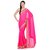 Pink Faux Crepe Saree with Crystal Work