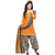 Zhot Fashion Orange Cotton Printed Salwar Suit Dress Material (Unstitched)