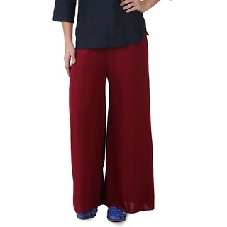 @rk-RK-New Fashion Women Casual Mahroon  color Palazzo Pants ,Plazzo Trousers