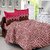 Welhouse Cotton Floral Red Double Bedsheet with 2 Contrast Pillow Covers(TC-129)