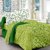 Welhouse Cotton Floral Green Double Bedsheet with 2 Contrast Pillow Covers(TC-129)