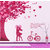 New Way Decals- Wall Sticker (9649) Pink Scenario With A Pair And A Bicycle