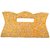 Freddys Yellow Coloured Traditional Curve Velvet Clutch With Stone Work