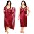 @rkhot women ,Baby doll,Causal Mahroon Color  2 PC set of satin Nighty/Maxy/Gown/Night Dress for ladies