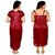 @rkhot women ,Baby doll,Causal Mahroon Color  2 PC set of satin Nighty/Maxy/Gown/Night Dress for ladies