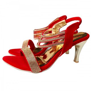 Red Colour High Heel Sandals For Women 