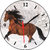 ske 3d brown horse wall clock