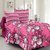 Valtellina Cotton Floral Pink Double Bedsheet with 2 Contrast Pillow Covers(TC-129)