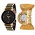 LADI Round Dial Gold Fabric Analog Watch For Women
