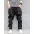 mens hip hop  fashion trouser with  mock zipper  at the front in black .
