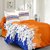 Valtellina Cotton Floral Orange Double Bedsheet with 2 Contrast Pillow Covers(TC-129)