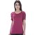 Amadore Solid Womens Round Neck Maroon T-Shirt