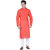 Kisah Red  Orange Striped textured Full Sleeve Cotton Kurta for Men