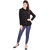 OVIYA POLY CREPE Straight Solid Black SHIRT