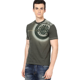 Shanty Stylish Men's Olive Graphic Cotton T-Shirt