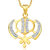 Meenaz Maa Durga Pendant With Chain For Men,Women Gold Plated In American Diamond Cz Jewellery