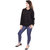 Oviya Poly Crepe Straight Solid Black Shirt