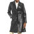 Men's Black Leather Casual Overcoat - JG242