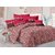 Valtellina Cotton Floral Red Double Bedsheet with 2 Contrast Pillow Covers(TC-129)