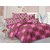 Valtellina Cotton Checkered Pink Double Bedsheet with 2 Contrast Pillow Covers(TC-129)