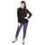 Oviya Poly Crepe Straight Solid Black Shirt