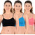 Chileelife Non-Padded Sports Bra Combo (Black, Blue, Pink, Pack Of 3)