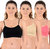 Chileelife Non-Padded Sports Bra Combo (Black, Beige, Pink, Pack Of 3)