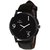 X5 Fusion Round Dial Black Leather Strap Quartz Watch for Men