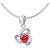 Shiyara Jewells Sterling Silver Red Twist Flower Necklace With CZ Stones For Women(NL01027)