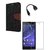 YGS Premium Diary Wallet Case Cover For Sony Xperia Z3-Brown With Tempered Glass and Micro  With Micro OTG