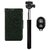 YGS Premium Diary Wallet Case Cover For Asus Zenfone 5 A500CG Edition-Black With Extendable Selfie Stick and  Bluetooth Shutter Remote