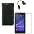 YGS Premium Diary Wallet Case Cover For Sony Xperia Z2-Black With Tempered Glass and Micro  With Micro OTG