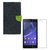 YGS Premium Diary Wallet Case Cover For Sony Xperia Z3-Blue With Tempered Glass