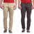 BUKKL Combo of Beige and Grey Casual Trousers For Men (Pack Of 2)