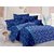 Welhouse Blue  Floral Design Eco-Friendly Cotton Double Bedsheet with 2 CONTRAST Pillow Cover-Best TC-175