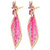 Golden Plated Earring with Pink Fine Thread Desiging and American Diamond