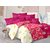 Welhouse Red  Floral Design Super Soft Cotton Double Bedsheet with 2 CONTRAST Pillow Cover-Best TC-175