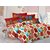Welhouse Red  Natural Design 100 Cotton Double Bedsheet with 2 CONTRAST Pillow Cover-Best TC-175