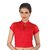 Areum Red Zipped Front Open Laced Strechable Hosiery Blouse  Crop Top
