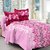 Valtellina Pink  Natural Design Super Soft Cotton Double Bedsheet with 2 CONTRAST Pillow Cover-Best TC-175