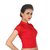 Areum Red Zipped Front Open Laced Strechable Hosiery Blouse  Crop Top