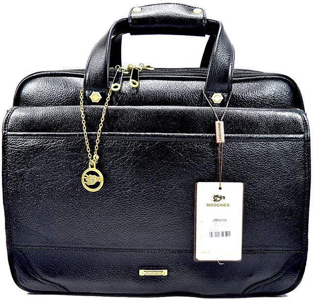 Buy Moochies Pure Leather Laptop Office Bag Black Online