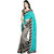 paridhan couture Grey  Turquoise Silk Printed Saree With Blouse