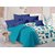 Welhouse Blue  Checkered Design 100 Organic Double Bedsheet with 2 CONTRAST Pillow Cover-Best TC-175