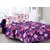 Welhouse Purple  Floral Design 100 Cotton Double Bedsheet with 2 CONTRAST Pillow Cover-Best TC-175