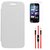 White Flip Cover for Micromax A110 Canvas 2 Superfone with Screen + AUX Cable