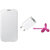 MuditMobi Premium Flip Cover With USB Adapter  USB Fan For- Sony Xperia M2 - White