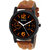 Relish Round Dial Brown Leather Strap Quartz Watch for Men