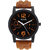 Relish Round Dial Brown Leather Strap Quartz Watch for Men