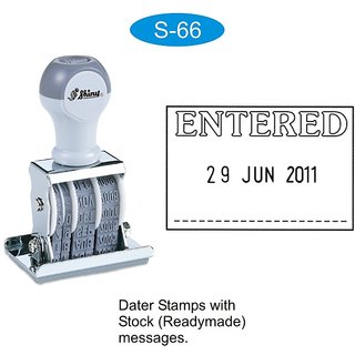 Rubber Stamp ENTERED with Date and Signature Place Shiny S-66